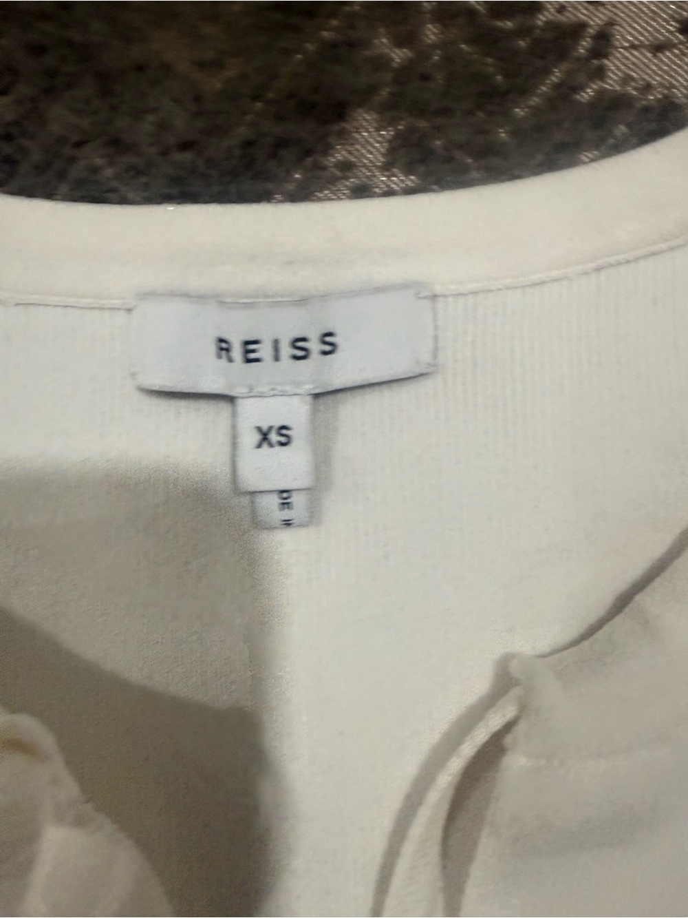 Reiss Ivory Pleated Sleeve Tie Neck Knit Top XS - Picture 2 of 6